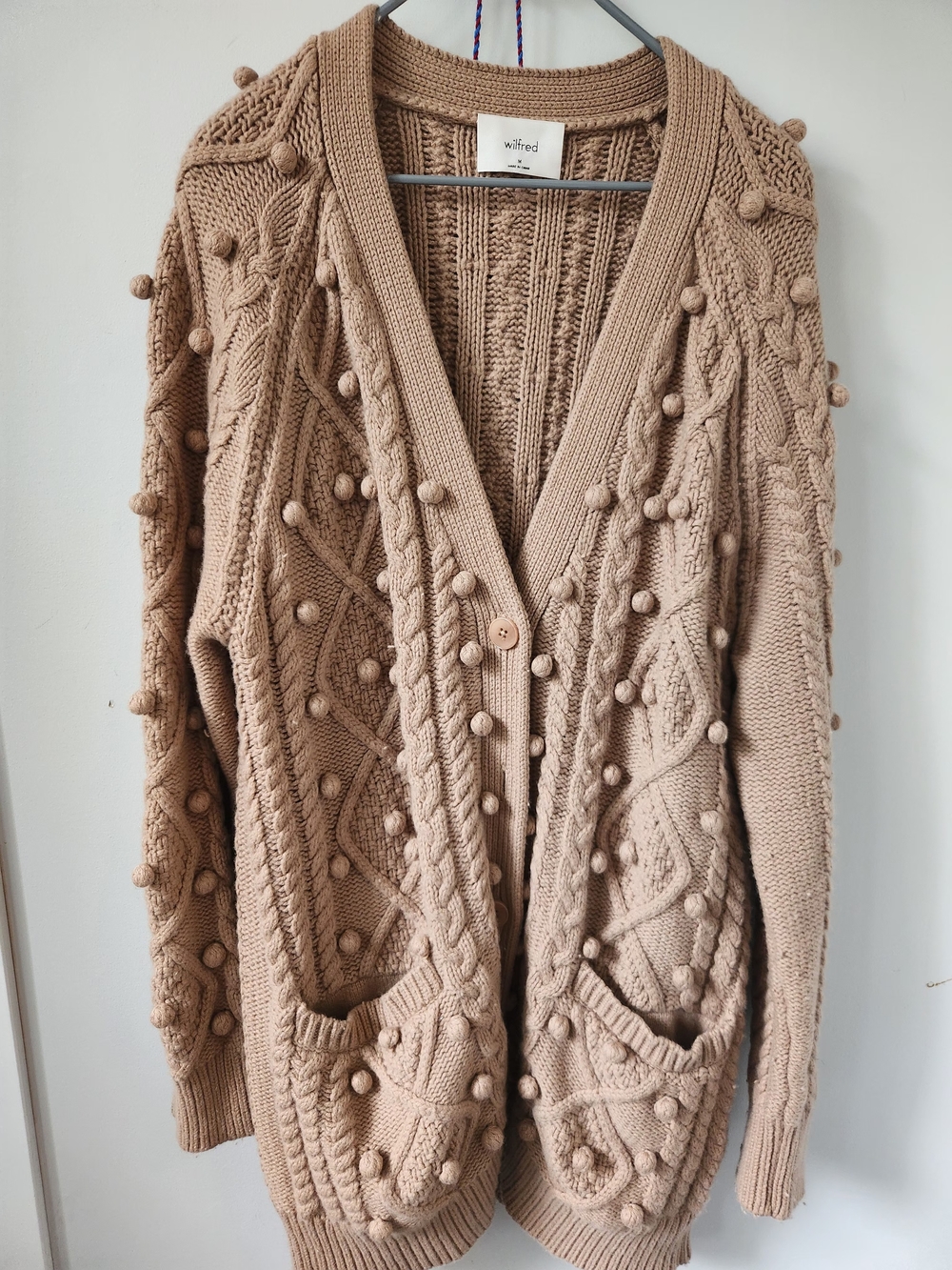 Wilfred Tan Bobble Knit Cardigan